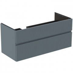 IS Finesse Тумба подвесная 120х50 см L, 2 ящика softclose,ручка-паз,без сифона EE23033967. Для раковин E2632,E2706,E2697 Ribbed Matt ashblue Lacquered