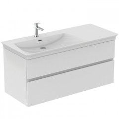 IS Finesse Тумба подвесная 120х50 см левая, 2 ящика softclose, ручка-паз, без сифона EE23033967. Для раковин E2632,E2706,E2696 белый матовый