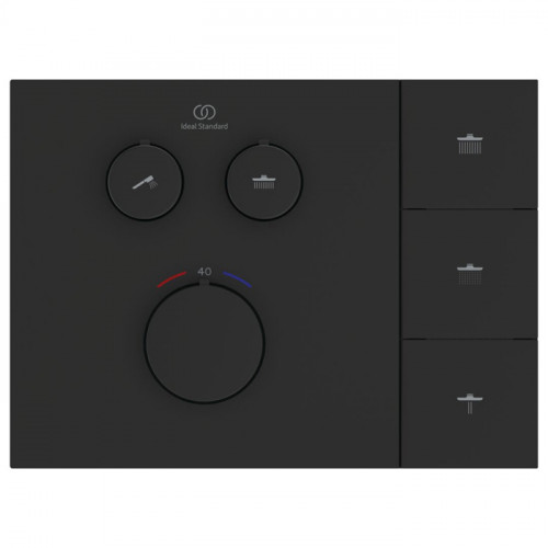 Ideal Standard Ceratherm Navigo Solos Смеситель для душа, встраиваемый, термостатический, без комплектом EASY-BOX A1000NU, цвет: Черный матовый