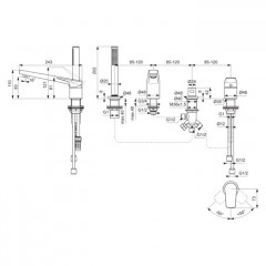 Ideal Standard La Dolce Vita Смеситель для ванны, на 4 отв, с ручным душем, цвет: PVD Silver Storm