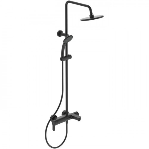 Ideal Standard Cerafine O Душевая система для ванны, ручным душем и шлангом, без термостата, руч.душ: 1 режим, верх. душ: 200 мм, цвет: чёрный матовый