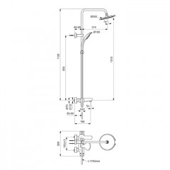 Ideal Standard Cerafine O Душевая система для ванны, ручным душем и шлангом, без термостата, руч.душ: 1 режим, верх. душ: 200 мм, цвет: чёрный матовый