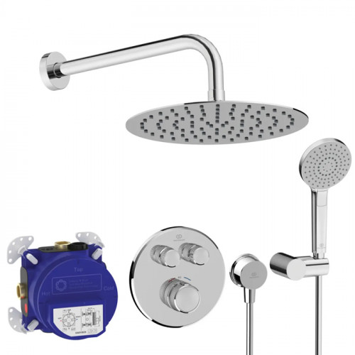 Ideal Standard Ceratherm Navigo Душ комплект: встроен. термостат+наруж. часть с перекл., руч душ, верх. душ: 250 мм+штанга: 300 мм цвет: хром