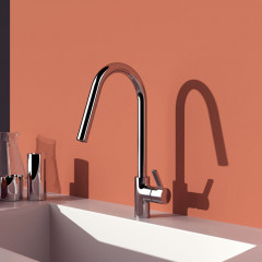 Ideal Standard Gusto Смеситель для кухни высокий с выдвижным изливом, поворотный 360°, цвет: хром