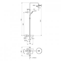 Ideal Standard Cerafine O Душевая система для ванны, ручным душем и шлангом, без термостата, руч. душ: 1 режим, верх. душ: 200 мм, цвет: хром