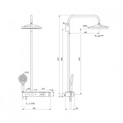 Ideal Standard Ceratherm Solos Душевая стойка, термостат, верхний душ 30см, руч.душ 13см, шланг 175см, цвет: PVD Brushed Gold