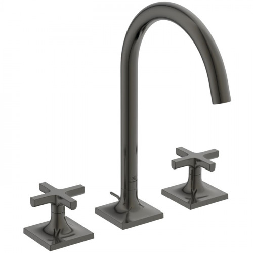 Ideal Standard Joy Neo Смеситель для раковины, на 3 отв, с донным клапаном, цвет: PVD Magnetic Grey