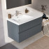 IS Finesse Тумба подвесная 100х50 см. L, 2 ящ. softclose, ручка-паз, без сифона EE23033967,для раковин E2646,E2703,E2679 Ribbed Matt ashblue Lacquered