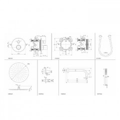 Ideal Standard Ceratherm T100 Душ комплект: встроен. термостат+наруж. часть с перекл., руч душ, верх. душ: 300 мм+штанга: 400 мм цвет: чёрный матовый