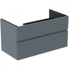 IS Finesse Тумба подвесная 100х50 см. L, 2 ящ. softclose, ручка-паз, без сифона EE23033967,для раковин E2646,E2703,E2679 Ribbed Matt ashblue Lacquered