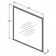 Ideal Standard Conca Квадратное зеркало в черной раме 120 см, диаметральная светодиодная подсветка neutral
