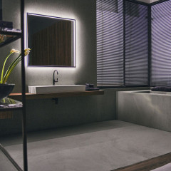 Ideal Standard Conca Квадратное зеркало в черной раме 100х100 см, диаметральная светодиодная подсветка neutral