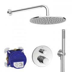 Ideal Standard Ceratherm T100 Душ комплект: встроен. термостат+наруж. часть с перекл., руч душ+, верх. душ: 300 мм+штанга: 400 мм цвет: хром