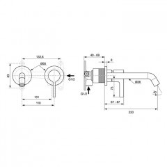 Ideal Standard Joy Смеситель для раковины, встраиваемый, излив: 22.5см, без комплектом №1 A1313NU, цвет: хром