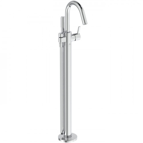 Ideal Standard Joy Смеситель для ванны, напольный, с ручным душем Stick, шланг Idealflex 125см, без A6133NU, цвет: хром