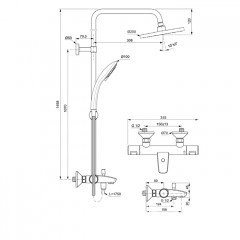 Ideal Standard Ceratherm T25 Душевая система с изливом и термостатом и ручным душем, корпус Coolbody, руч. душ: 3 режима, верх. душ: 200 мм, цвет: хро