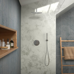 Ideal Standard Ceratherm T100 Душ комплект: встроен. термостат+наруж. часть с перекл., руч душ+, верх. душ: 300 мм+штанга: 400 мм цвет: хром