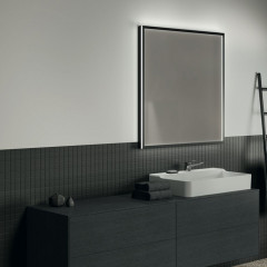 Ideal Standard Conca Квадратное зеркало в черной раме 100х100 см, диаметральная светодиодная подсветка neutral