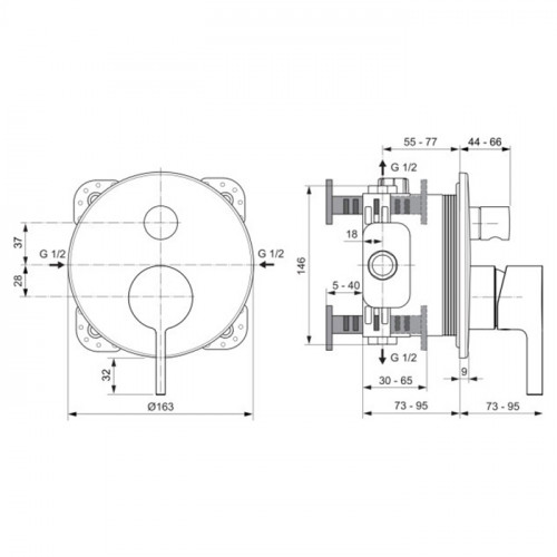 Ideal Standard Joy смеситель для душа, встраиваемый, без комплектом EASY-BOX A1000NU, цвет: PVD Magnetic Grey