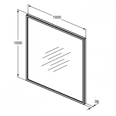 Ideal Standard Conca Квадратное зеркало в черной раме 100х100 см, диаметральная светодиодная подсветка neutral