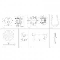 Ideal Standard Ceratherm T100 Душ комплект: встроен. термостат+наруж. часть с перекл., руч душ+, верх. душ: 300 мм+штанга: 400 мм цвет: хром