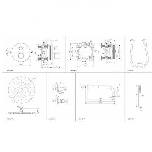 Ideal Standard Ceratherm T100 Душ комплект: встроен. термостат+наруж. часть с перекл., руч душ+, верх. душ: 300 мм+штанга: 400 мм цвет: хром