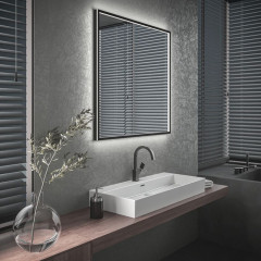 Ideal Standard Conca Квадратное зеркало в черной раме 100х100 см, диаметральная светодиодная подсветка neutral