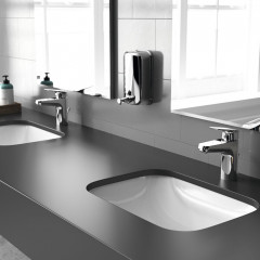 Ideal Standard Connect Раковина 500х380 мм, прямоугольная, встриваемая снизу без отв. под смес., с крепежом, цвет: белый глянец