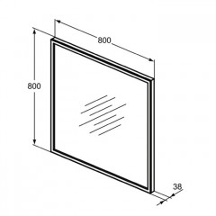Ideal Standard Conca Квадратное зеркало в черной раме 80 см, диаметральная светодиодная подсветка neutral