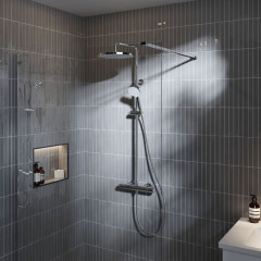 Ideal Standard Ceratherm T25 Душевая система с термостатом и ручным душем и шлангом, корпус Coolbody, руч.душ: 3 режима, верх. душ: 250 мм, цвет: хром