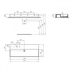 Ideal Standard Solos Раковина подвесная 120х50см, с 2 отв, без перелива, цвет: черный глянцевый