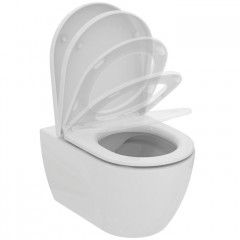 Ideal Standard Ellise Унитаз подвесной 545х365 мм безободковый с сиденьем и крышкой SoftClose, со скрытым крепежом цвет: белый глянец