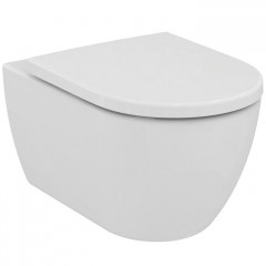 Ideal Standard Ellise Унитаз подвесной 545х365 мм безободковый с сиденьем и крышкой SoftClose, со скрытым крепежом цвет: белый глянец