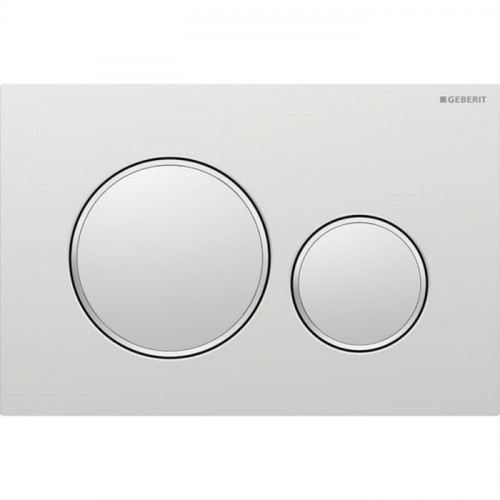 Geberit Sigma20 Клавиша для двойного смыва, круглая: лакированный матовый хром, легкоочищ. покр., декор. кольца: глянцевый хром (замена 115.882.KN.1)