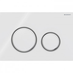 Geberit Sigma50 Клавиша для двойного смыва, круглая, цвет металл. хром.: декор. кольца: хромированный, панель и клавиши: белый (бывшая Sigma21)