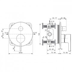 Ideal Standard Joy Смеситель для ванны, встраиваемый, без комплектом EASY-BOX A1000NU, цвет: PVD Silver Storm