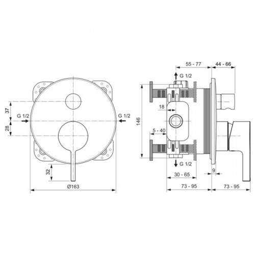 Ideal Standard Joy Смеситель для ванны, встраиваемый, без комплектом EASY-BOX A1000NU, цвет: PVD Silver Storm