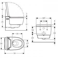 Geberit AquaClean Mera Comfort Унитаз-биде подвесной, белый / KeraTect, декор. панель: белый (замена 146.214.11.1)