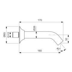 Ideal Standard La Dolce Vita Излив для ванны, 16см, настенный, подключение G1/2, цвет: хром