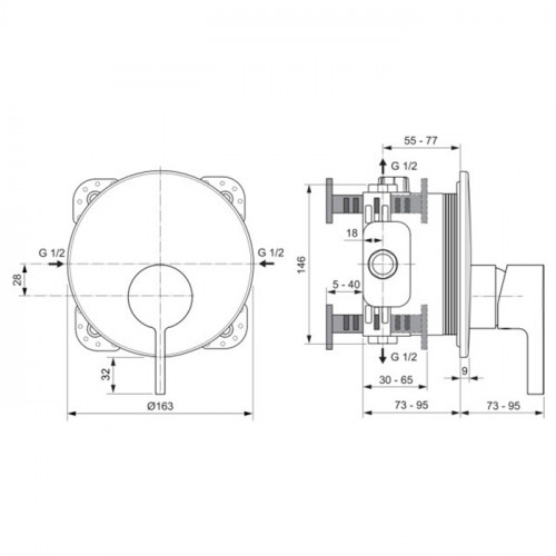 Ideal Standard Joy Смеситель для душа, встраиваемый, без комплектом EASY-BOX A1000NU, цвет: PVD Brushed Gold