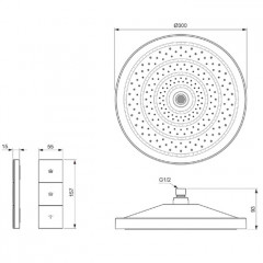 Ideal Standard Solos 3-функц.(Rain, Silkrain, SecondSkin) верхний душ 30см, цвет: Черный матовый