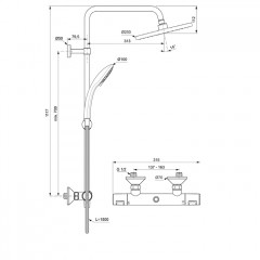 Ideal Standard Ceratherm T25 Душевая система с термостатом и ручным душем, корпус Coolbody, руч. душ: 3 режима, верх. душ: 200 мм, цвет: хром