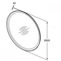 Ideal Standard Conca Круглое зеркало с подсветкой 90 см (Металл. накладка, закругленная задняя рама, функциональная светодиодная подсветка) neutral