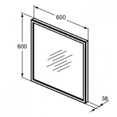 Ideal Standard Conca Квадратное зеркало в черной раме 60 см, диаметральная светодиодная подсветка neutral