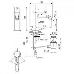 Ideal Standard Joy Смеситель для биде, на 1 отв, с донным клапаном, цвет: PVD Silver Storm