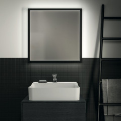 Ideal Standard Conca Квадратное зеркало в черной раме 60 см, диаметральная светодиодная подсветка neutral