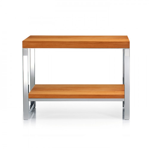 Decor Walther Wood SM Скамейка с полкой 60x30x44см, цвет: сталь полированная / светлый бук ЗАКАЗ ПО ЗАПРОСУ