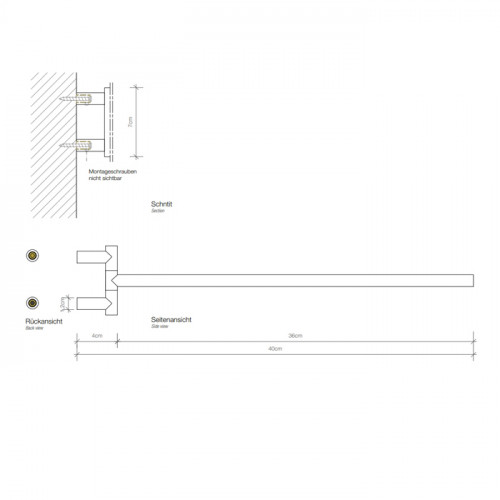 Decor Walther Mikado HTH1 Полотенцедержатель поворотный 40см, цвет: сталь матовая ЗАКАЗ ПО ЗАПРОСУ