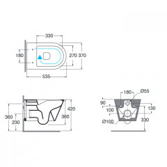AZZURRA FORMA Унитаз подвесной 540х370х340 мм, смыв TORNADO бесшумный, с креплением, цвет белый (СпецЦЕНА со склада!)