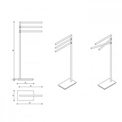 Decor Walther Straight 3 Полотенцедержатель 38xh89см, напольный, цвет: хром ЗАКАЗ ПО ЗАПРОСУ